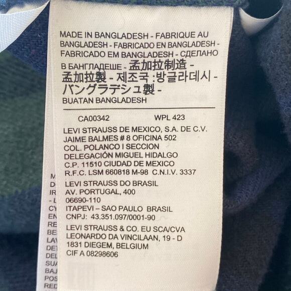 LEVI'S Men's Cotton Plaid Mid-weight Flannel Shirt in Navy/Green, Size X-Large - Picture 9 of 12